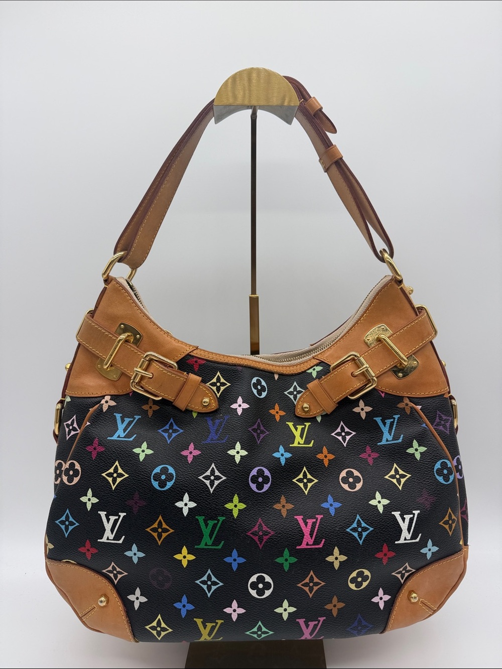 Louis Vuitton Black Multicolor monogram Greta hobo bag